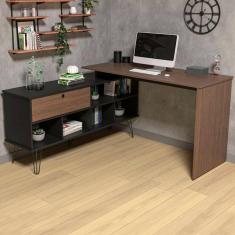 Imagem de Mesa Escrivaninha Dubai 1 Porta Ipe/Preto - Artany