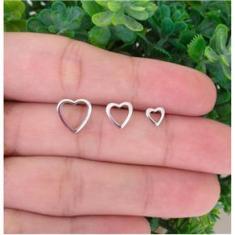 Imagem de Brinco Feminino Trio Coração Banhado A Prata