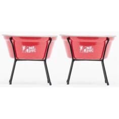 Imagem de Kit Comedouro Bebedouro Cães Pequeno Nf Pet 02 Unid Pote Alumínio 1,5L