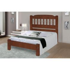 Imagem de Cama Queen Size Roma De Madeira Maciça Angelim Pedra/Tauari - Cor Cast