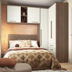 Imagem de Guarda Roupa de Canto Casal 5 Portas 4 Gavetas Vanilla com Linho Connect Luciane Móveis