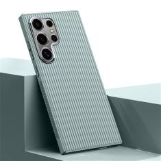 Imagem de Capa de telefone macia com padrão de riscas foscas para Samsung Galaxy S24 Ultra S23Ultra Moldura de silicone à prova de choque capa traseira quadrada, verde claro, para Samsung S24Ultra