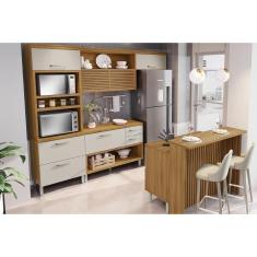 Imagem de Cozinha Modulada Completa Princesa 5 Peças (1Aéreo+2Balcões+1Paneleiro+1Ilha) C6P61 Freijo/Off White - Nesher