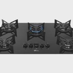 Imagem de Cooktop a Gás Fischer 5 Bocas Fit Line Trempe Iron Preto