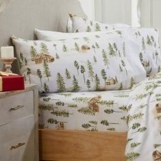 Imagem de Market & Place Jogo de cama solteiro de flanela 100% algodão | 3 peças de lençóis aconchegantes de inverno com bolso profundo | Escovado duplo para maciez e conforto extra | Coleção Alpine (Twin,