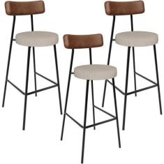 Imagem de Kit 03 Banquetas Alta Cozinha Bar Sala Jantar Milão L02 material sinté