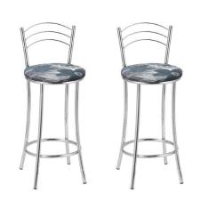 Imagem de Kit 2 Banquetas Cromadas Bc26-b E510 Cromada/azul