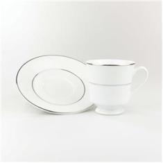 Imagem de Xícara Chá Com Pires 200 ml Porcelana Schmidt - Dec. Renda Branca