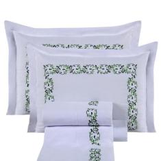 Imagem de Jogo De Lençol King Percal 200 Fios Bordado 04 Peças Benim - Casaborda