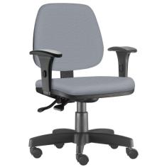 Imagem de Cadeira Giratória Job Escritório Couro Sintético Cinza