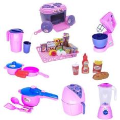 Imagem de Kit Brinquedo Cozinha Menina Eletro Panela Comida 32 Peças - Altimar