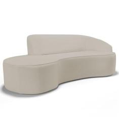 Imagem de Sofá Living  3 Lugares 230cm Braço Direito Mozart D06 Sintético Bege -