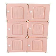 Imagem de Guarda Roupa Armario Cabideiro 6 Portas Arara Organizador Portatil Modular Rosa Luxo