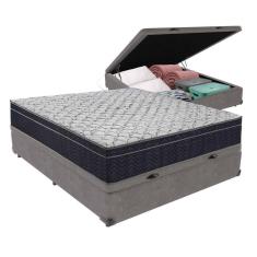 Imagem de Cama + Box Com Baú Viúva Colchão Ortobom D45 Firme Airtech Cor:cinza