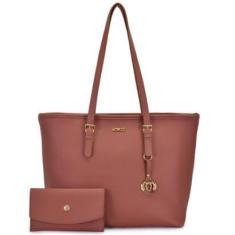 Imagem de Bolsa Grande Feminina Com Zíper E Carteira Necessaire Moncci-Feminino
