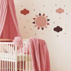 Imagem de Adesivo de Parede Sol e Nuvens Tons Terrosos Cobre 1,5m²