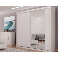 Imagem de Guarda Roupa Casal 2 Portas de Correr e 4 Gavetas c/ Espelho Bravo Branco - Novo Horizonte