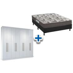 Imagem de Cama Box Casal + Colchão D33 Ortobom + Guarda Roupa Master Vip 8.4 Branco