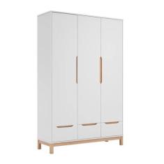 Imagem de Guarda-Roupa Cozy 3 Portas e 3 Gavetas – Branco com Carvalho