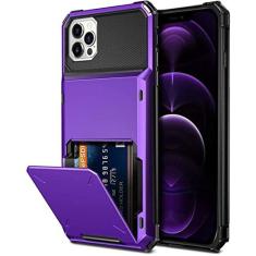 Imagem de Carteira com 4 compartimentos para cartão de crédito capa para iPhone 14 Plus 13 Pro 11 12 Pro Max XR X XS Max 7 8 Plus capa para cartão, roxo, para iPhone 12Pro MAX