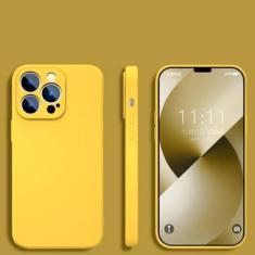 Imagem de Capa para iphone 12 mini quadrado líquido silicone capa de proteção de lente completa, cor amarela, para iphone 12 mini