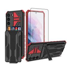 Imagem de Asuwish Capa de celular para Samsung Galaxy S22 Plus S22+ 5G com protetor de tela de vidro temperado e suporte fino para cartão de crédito, acessórios para celular S22+5G S22plus 22S + S 22 22+