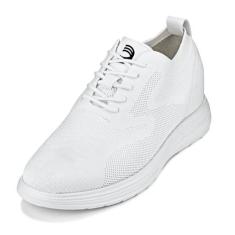 Imagem de CALTO Tênis masculino invisível que aumenta a altura – Ultraleve cadarço tricotado Sporty Walker – 7 cm mais alto, Branco, 39
