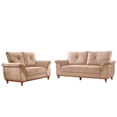 Imagem de Conjunto de Sofá Trevisso 3 e 2 Lugares Suede Bege