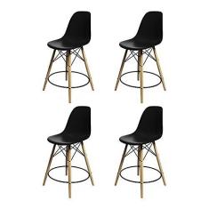 Imagem de Kit 4 Banquetas Eames Eiffel De Madeira Assento Preto
