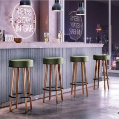 Imagem de Kit 4 Banquetas Altas Estofadas Atenas 70Cm Verde - Adz