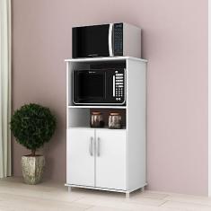 Imagem de Balcão de Cozinha para Forno e Micro-ondas 2 Portas Bf 252 Djd Móveis Branco