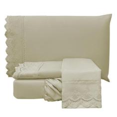 Imagem de Jogo De Cama Lençol Casal Apolo Micropercal 300 Fios - Bege - Casa Sho