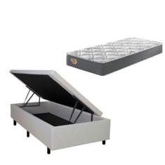 Imagem de Conjunto Box Baú Solteiro Areia + Colchão Adapto Molas Ensacadas 88X18