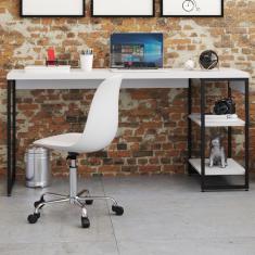 Imagem de Mesa Escrivaninha 2 Prateleiras Branco Chess/preto 14908 - Compace