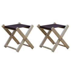 Imagem de Kit 2 Banquinho De Madeira Banqueta Pescador-marrom