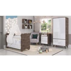 Imagem de Quarto de Bebe Completo 3 Peças 1 Cômoda 1 Roupeiro 1 Berço Pipoca Móv