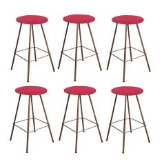 Imagem de Kit 06 Banqueta Alta Loni Eiffel Bronze Vermelho