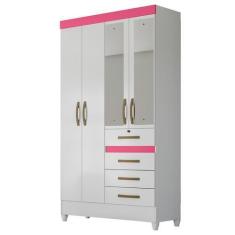 Imagem de Guarda Roupa Sobral 110cm 4 Portas Branco Flex Com Espelho Moval