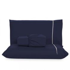 Imagem de Jogo De Cama Micro Percal Casal 3 Peças Azul