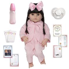 Imagem de Boneca Reborn Bebê Realista Menina Fofa 52cm Enxoval