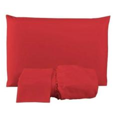 Imagem de Jogo De Lençol Percal 180 Fios Casal Queen 3 Peças Vermelho - Confecçõ