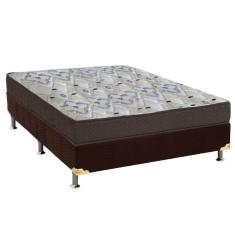 Imagem de Cama Box Viúva: Colchão Anatômico Ortobom D45/EP Fort Tech ISO 150 + Base CRC Suede Brown(128x188)