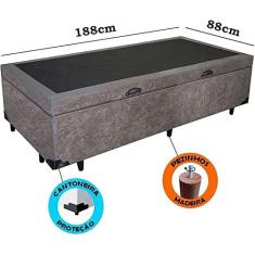 Imagem de Cama Box Com Baú Solteiro Suede Cinza