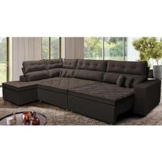 Imagem de Sofá de Canto Retrátil e Reclinável Esquerdo 3,00x2,36m Molas Cama Inbox Espanha Velusoft Café