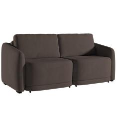 Imagem de Sofá Cama Casal Para Sala 216cm Polska K04 Veludo Marrom - Mpozenato