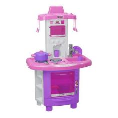 Imagem de Cozinha Infantil Menina Completa C/ Pia Fogão Forno Sai Água - Big Sta