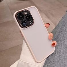 Imagem de Capa protetora de telefone à prova de choque para câmera fosca de luxo para iPhone 14 Pro Max Plus 12 13 Pro Max Chapeamento Acrílico Capa macia de corpo inteiro, rosa, para iPhone 12