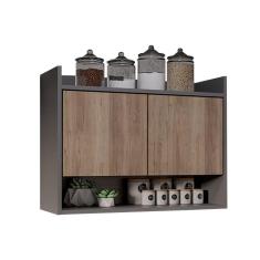 Imagem de Armário De Cozinha Aéreo 70,5 Cm 2p Com Nicho Colin Grafite/freijó M12 - D'rossi