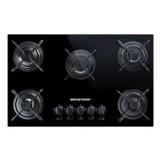 Imagem de Cooktop A Gás 5 Bocas Metal E Vidro 73x46x8.6cm - Brastemp, Prata, 220