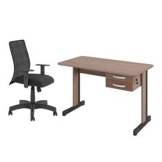 Imagem de Jogo Cadeira Inclinável e Mesa Com Gaveteiro Montana Preto